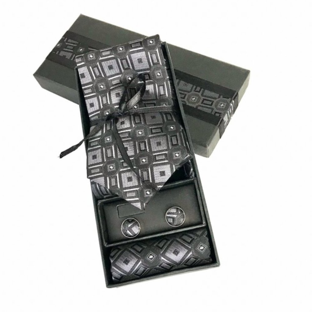 Tie, Cuff Links & Pocket Square 3pc. Set Gift Box